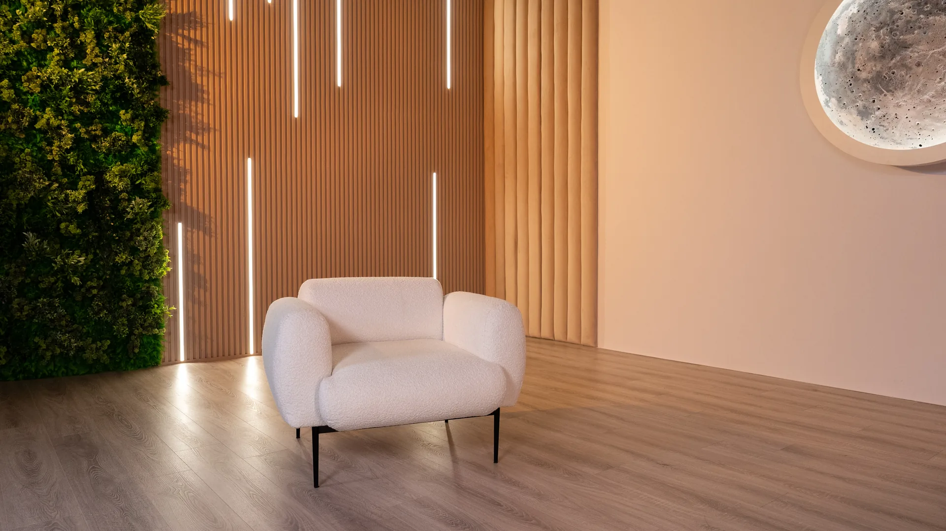 Декоративна стіна залу Золота Кнопка — контент-зона для фотосесій та Reels